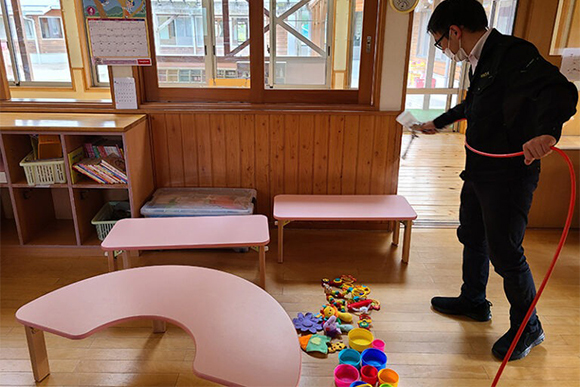 幼稚園で施工した時の写真です