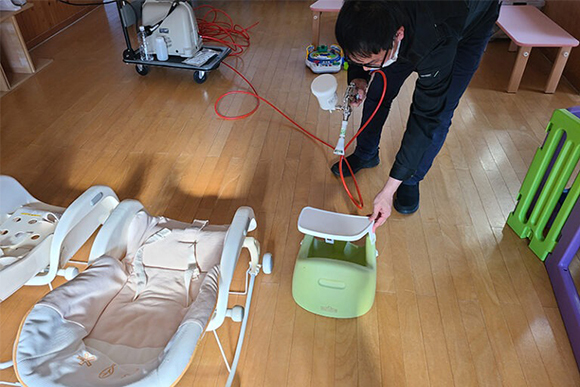 幼稚園で施工した時の写真です